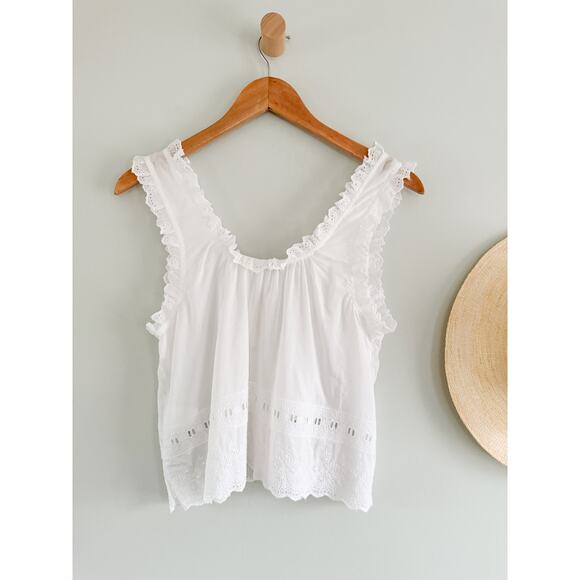 Madewell | NWT Embroidered Scalloped Tank in White | Sz XS - Picture 11 of 12